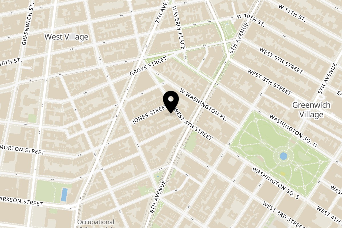 Map showing the location of Burgers and Beer on 170 West 4th St in New York